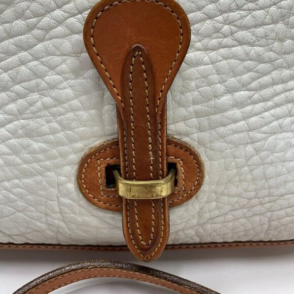 Dooney & Bourke Vintage Small Equestrian Tack Bag White AWL British Tan Trim - Picture 9 of 15